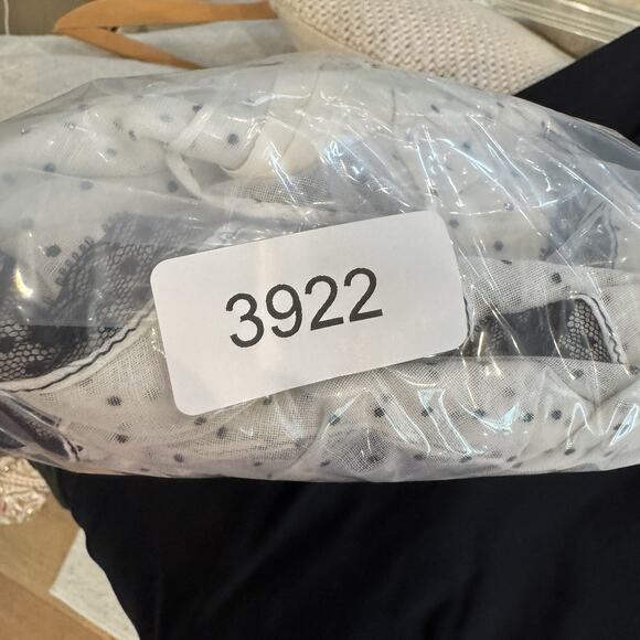 VTG Miss Elliette Dress 4 Polka Dot Black Lace Handkerchief White Goth Coquette - Picture 15 of 15